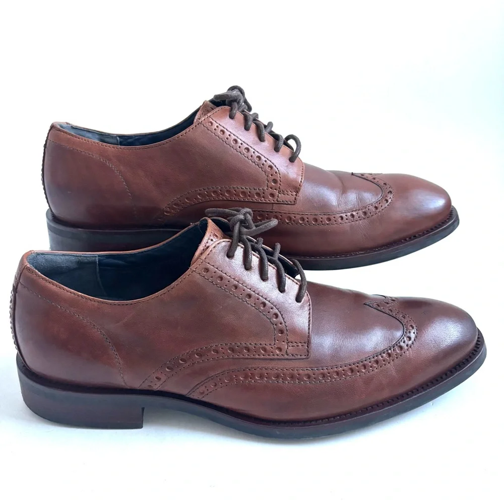 Cole Haan Watson Brown Wingtip Oxford Dress Shoes Leather Size 10.5 Medium
